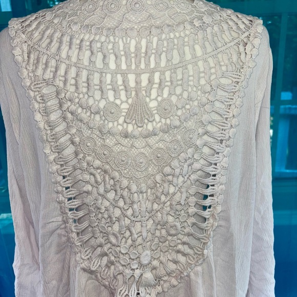 Torrid White Cream Crochet Back Open Drape Front Cardigan Size 3X Boho Romantic - Picture 2 of 5